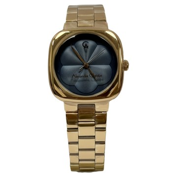 Alexandre Christie 方型鏤空女錶  藍色 + 玫瑰金