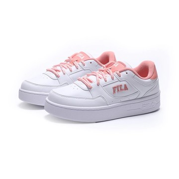 FILA 休閒鞋 白粉 刺繡 皮革 復古 小白鞋 厚底鞋 女 5C929X166