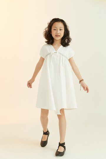 渡假無袖綁帶洋裝(白/4A-10A)