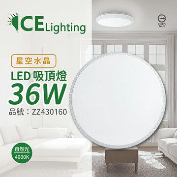 星光璀璨 LED 36W 4000K 自然光 全電壓 星空水晶 超薄吸頂燈_ZZ430160