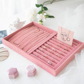 首飾展示托盤粉色飾品收納盤珠寶項鏈陳列擺攤拍攝道具擺件戒指托