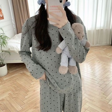長袖睡衣 睡衣女 春秋季長袖睡衣 卡通可愛睡衣 冬天家居服 寬鬆家居服 大碼家居服套裝 家居服女
