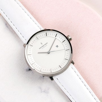 【限時加碼・贈原廠錶帶】ND手錶 Philosopher 哲學家 36mm 月光銀殼×白面 皓白真皮錶帶 Nordgreen 北歐設計師手錶 PH36SILEWHXX 熱賣中!
