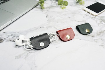 真皮收線器/捲線器/耳機線/婚禮小物/USB線可收納(免費禮盒包裝)