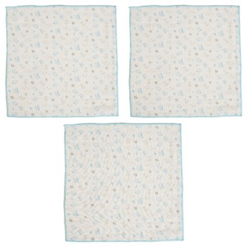 vivibaby 動物樂園精梳棉手帕  藍色  3件