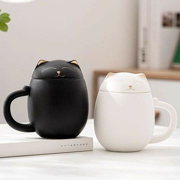 馬克杯 水杯 隨手杯 牛奶杯 陶瓷辦公杯大容量帶蓋過濾家用茶水分離泡茶杯便攜禮品logo雕刻