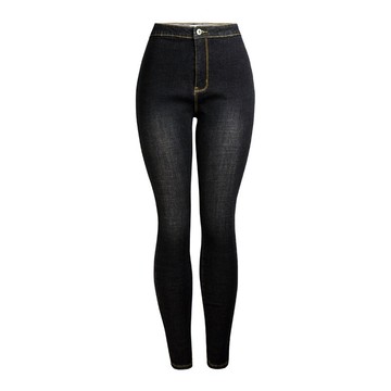 現貨+預購 高腰牛仔褲丹寧長褲大碼寬褲直筒褲裙落地褲休閒女裝-小腳褲黑色高腰加厚鉛筆褲女長褲73wx27【獨家進口】【米蘭精品】