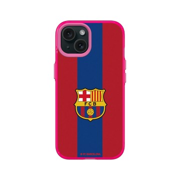 iPhone 15 Clear 粉漾桃 - FC Barcelona - Logo - Two Tone Background