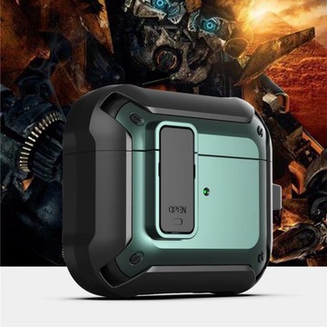 機甲卡扣 開關 防摔耳機套 適用於 蘋果 AirPods1 2 3 Pro2 3 4  無線充電 防摔保護套