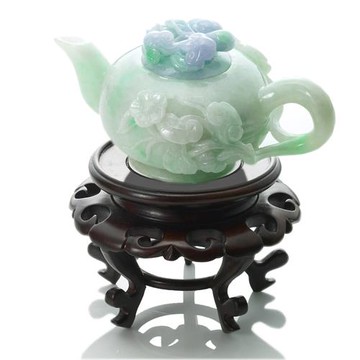 【森茂珠寶】緬甸天然翡翠A貨 老坑春帶彩茶壺 122416