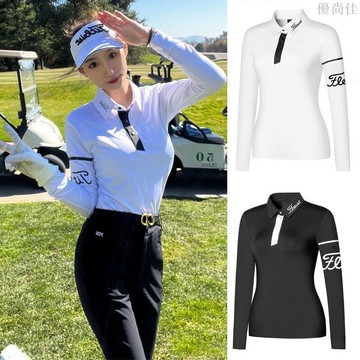 春秋季高爾夫球服裝女士高檔長袖T恤戶外運動速乾透氣POLO衫球衣