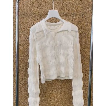 早秋季新款2024年休閑鹽系針織開衫白色韓系設計感時髦洋氣羊絨衫