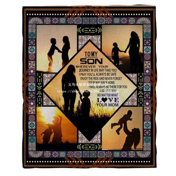 跨境專供3D數碼印花法蘭絨毯雙層加厚毯沙發蓋親情系列可一件起訂