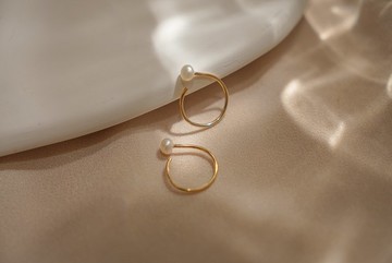 CERES 迷你珍珠小耳圈 耳環 SV925/14KGF