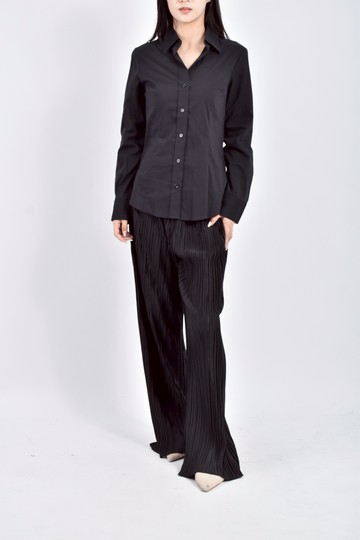 (S) icb棉質長袖黑色襯衫上衣