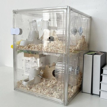 免運✨鼠籠壓克力 透明倉鼠籠 寵物水晶房 飼養箱 外帶籠 小寵用品 生態箱 豪華別墅 倉鼠專用亞克力籠子透明金絲熊雙層超