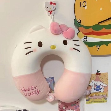 kitty旅行枕 ins卡通kt貓u型枕可愛少女心記憶棉護頸護脖子旅行便攜助眠睡枕