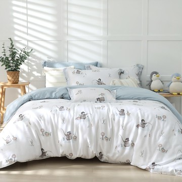 (單人/雙人/加大) / 銀纖維抗菌天絲™兩用被床包組 / 企鵝家族 / HOYACASA