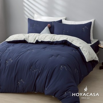 HOYACASA x 史努比聯名系列 雲感水洗棉絎繡兩用被床包組｜星空夢想｜(單人/雙人/加大/特大)