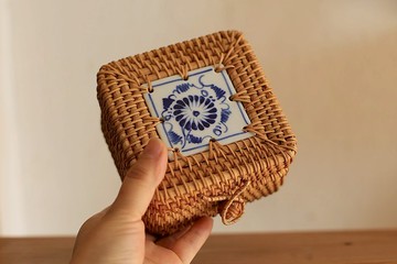 藤編系列 | 迷你方形儲物盒 | 首飾收納盒 | 手制 天然秋藤