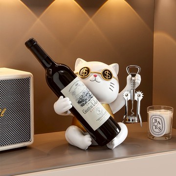 🐎新年快樂🔜 快速出貨【招財貓的家】9寸紅酒架招財貓+開瓶器 生日禮物 開業禮物 開運 招財 喬遷禮物 交換禮物