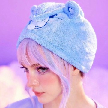 限量發售【遊戲家】Care bears彩虹熊 乾髮帽 吸水帽 浴巾 毛巾-藍色  F