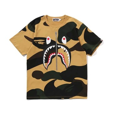 BAPE Giant 1st Camo Shark Tee 黃迷彩 拉鍊鯊魚 WGM 短袖 短T 黃色 1L30109011-YW [台灣現貨]