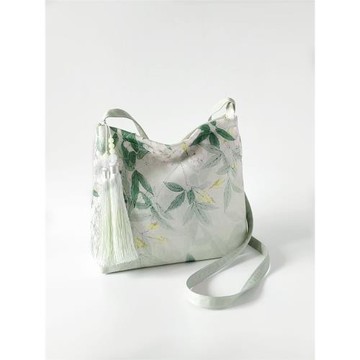 嫻馥原創新中式單肩斜背拉鏈小包休閑印花布包袋百搭復古服裝包女