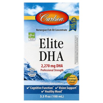 Carlson, Elite DHA，天然橙味，3.3 液量盎司（100 毫升）