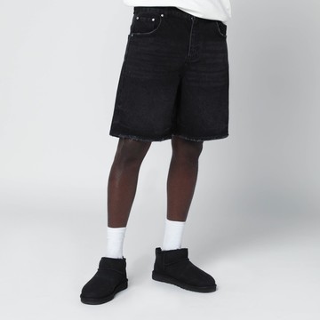 Black denim Bermuda shorts