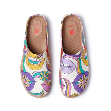 【 Uin 】西班牙原創設計 | 多彩嬉皮 彩繪休閒半拖 女鞋
