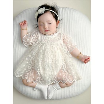 嬰兒衣服夏裝連體衣寶寶超萌蕾絲包屁衣服周歲禮服夏季百天哈衣裙