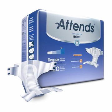Unisex Adult Incontinence Brief Attends  Advanced Tab Closure Regular Disposable Heavy Absorbency 20 Bags by Attends