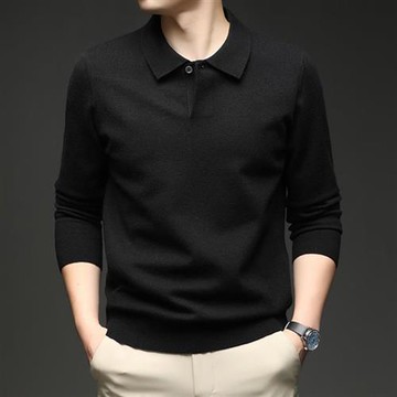 【巴黎精品】現貨+預購 頂級商務針織外套針織衫休閒秋冬大碼男裝-羊毛加厚翻領外穿打底衫男上衣4色a1lf55