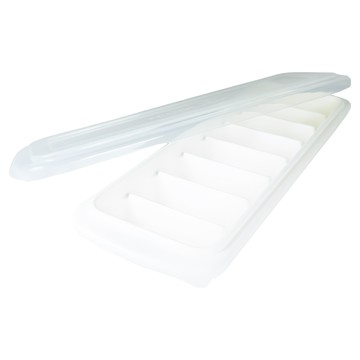 inomata 製冰盒  盒身有韌性 扭一扭盒身即可簡單取冰 透明盒身 加蓋設計  白色  9.4 x 26.7 x 3.9cm  1個