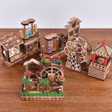 工藝品擺件竹木家居擺設玩具模型桌面擺設創意兒童禮物木制音樂盒