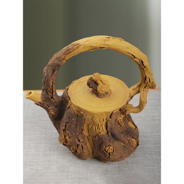 陶立方 紫砂提梁壺全手工段泥樹樁壺仿木茶壺送禮佳品家用泡茶器
