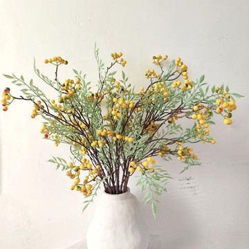 發財果黃色馬桑果仿真果實樹枝折中主義藝術裝飾擺件仿真綠植植物