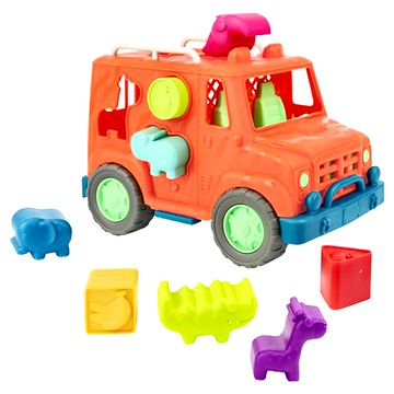 battat 科育感統玩具 飽胃站生態吉普車 Set  橙橘  1組