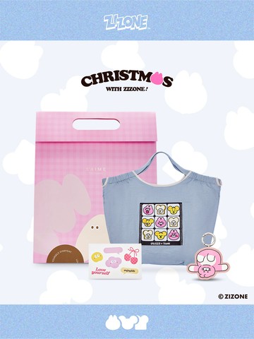 ZIZONE聖誕萌禮包-摺疊包 X 磁扣套-粉色