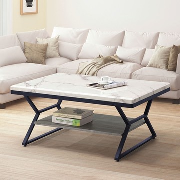 Boden-傑曼3.7尺工業風仿石面大茶几/開放式收納大茶几-110x60x49cm