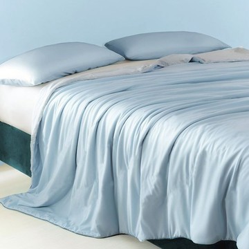 J-bedtime 床寢時光 素色石墨烯 天絲涼被床包枕套組  1組  沉穩藍  床包 + 被套 + 枕套組  雙人