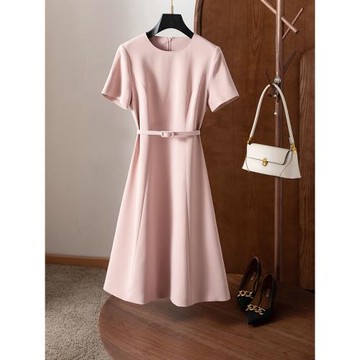 輕奢顯瘦氣質中長大擺小黑裙醋酸