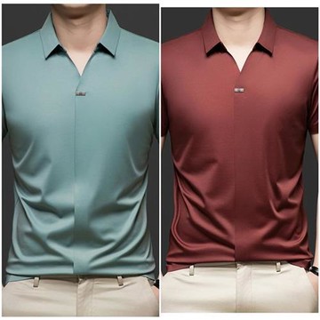 【巴黎精品】現貨+預購 夏季短袖上衣男襯衫高爾夫球衫無痕商務冰絲絲質免燙T恤-薄款男POLO衫7色a1jw26
