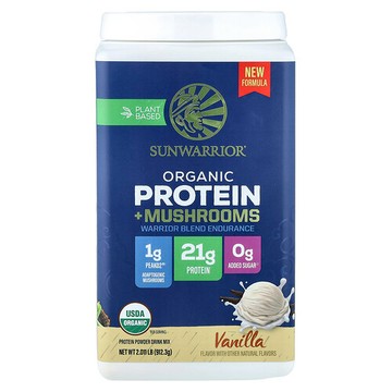 Sunwarrior, Plant Based Organic Protein + Mushrooms, Vanilla, 2.011 lb (912.3 g)