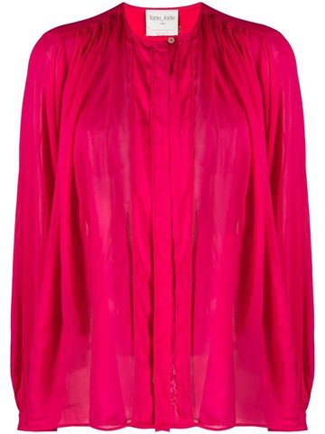 Forte Forte - gathered cotton-blend shirt - women - Cotton/Silk - III - Pink