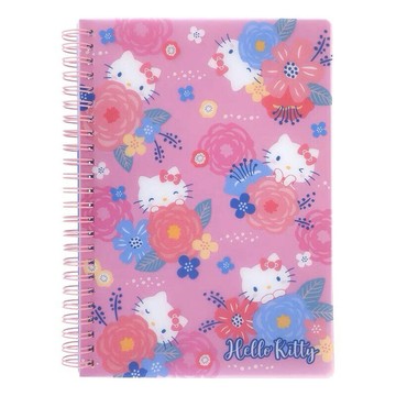 【震撼精品百貨】Hello Kitty 凱蒂貓~日本Sanrio三麗鷗 KITTY 線圈筆記本-花朵滿版*99105