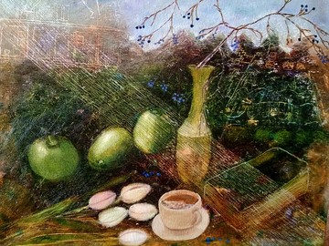 對藝術的思考，原作油畫 40x50 cm