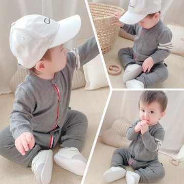 超洋氣寶寶連體哈衣網紅嬰幼兒秋裝外出抱衣新生兒潮牌小童爬行服