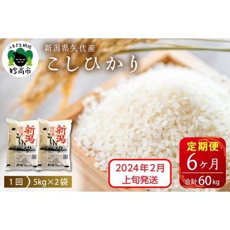 ふるさと納税 新潟県矢代産コシヒカリ10kg×6回（計60kg）※沖縄県・離島配送不可 新潟県妙高市